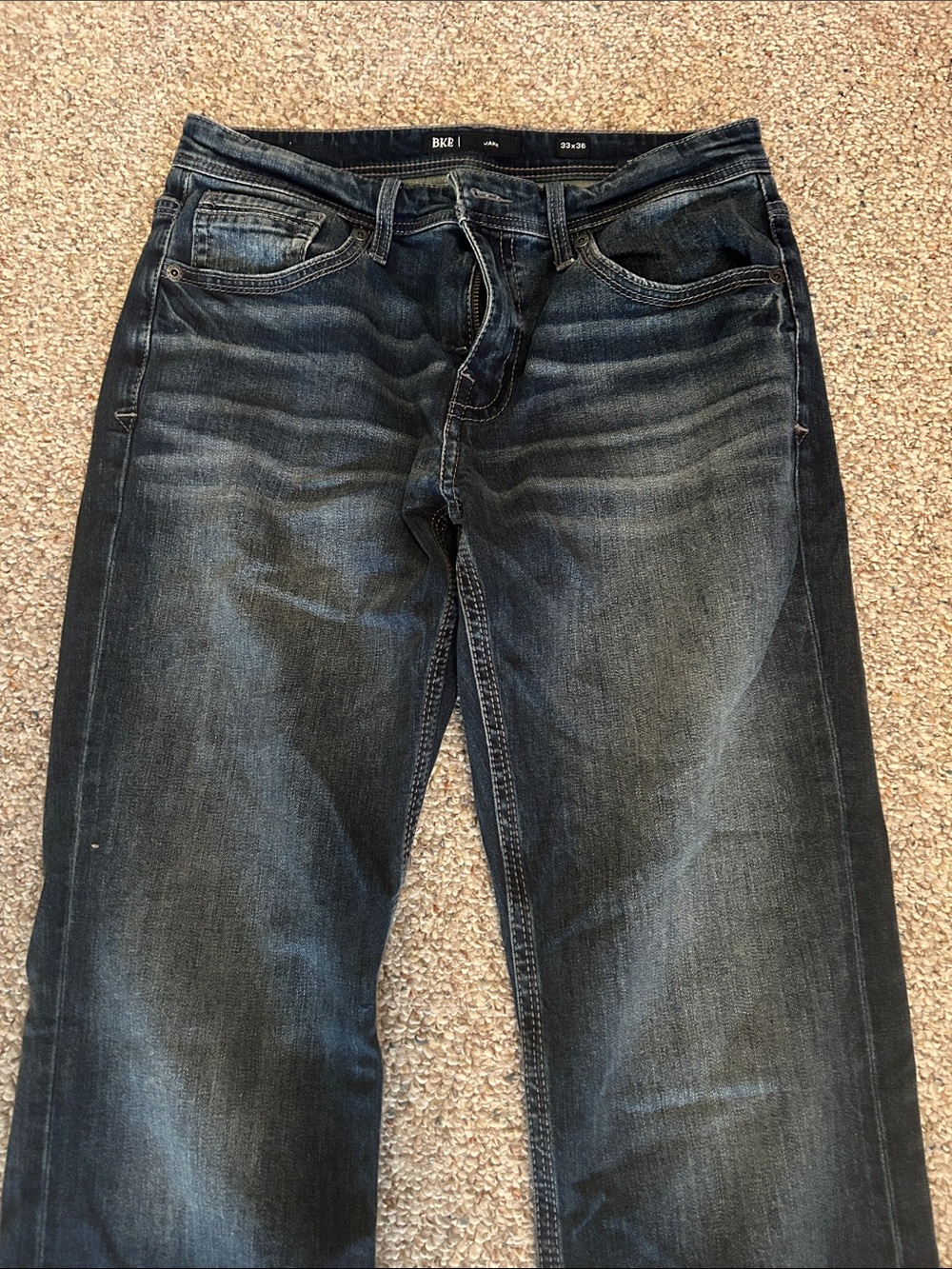 BKE Men's Straight Jeans in Dark Blue Wash